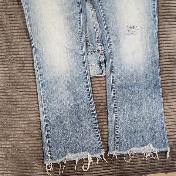 Daze Light Blue Distressed Flare Jeans - Picture 7 of 11